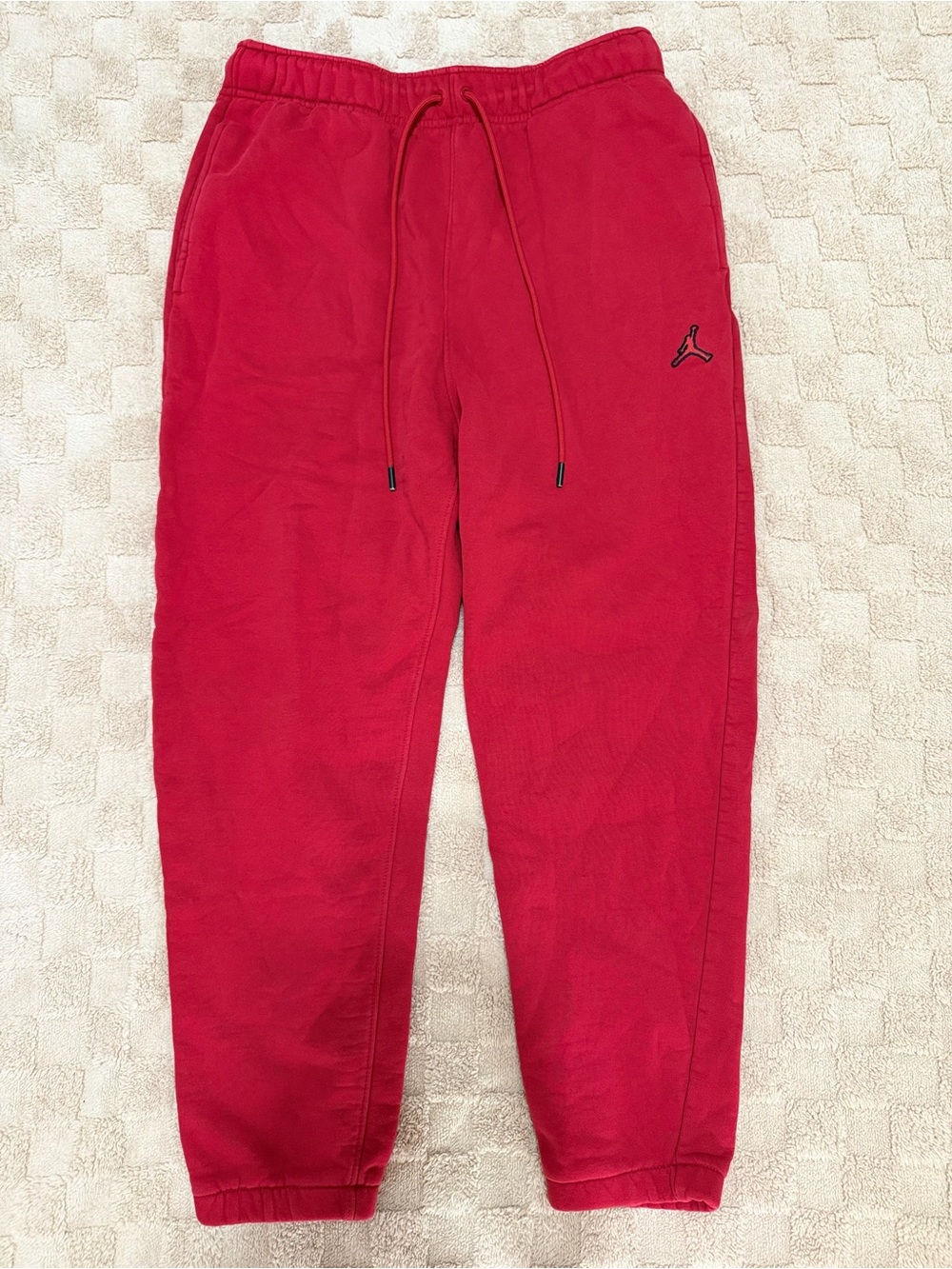 Jordan Men’s Red Fleece Jogger Sweatpants Jumpman Signature Size L